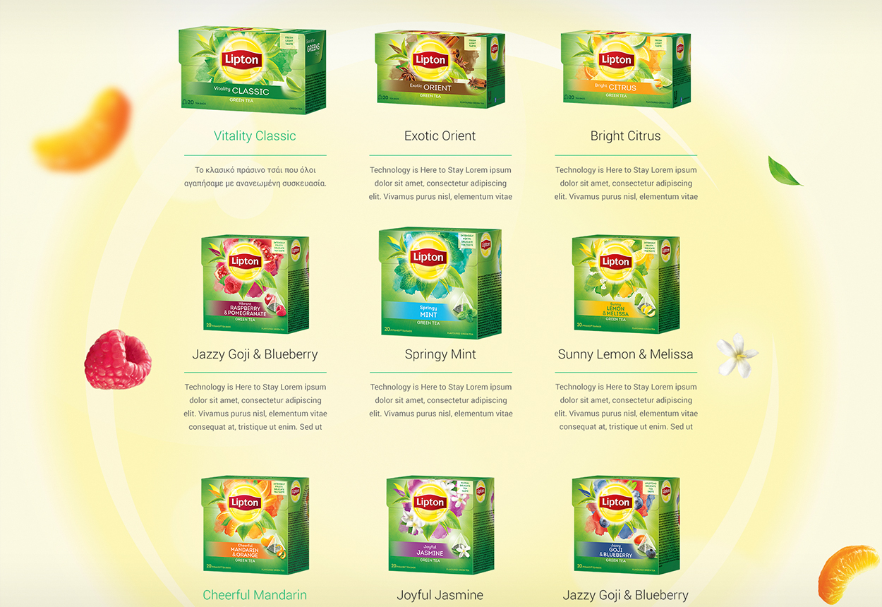 Lipton Go Green website, product section.
